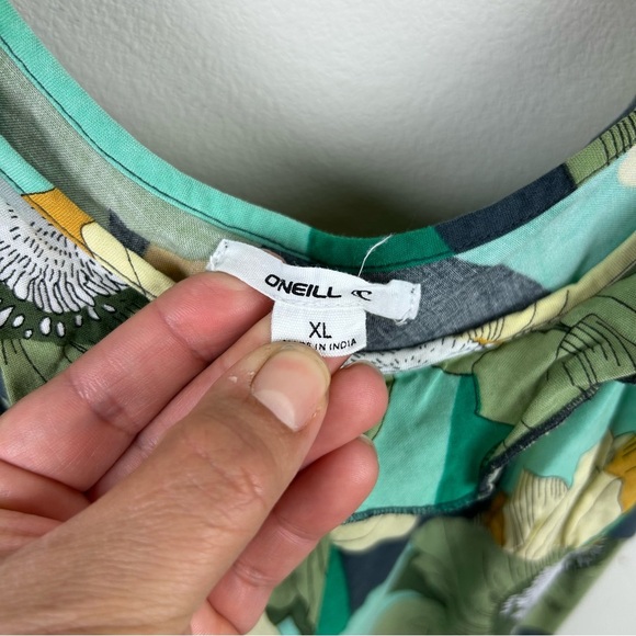 O'Neil Ellis Floral Ruffle Maxi Slip dress summer beachy maxi dress size: XL - Picture 8 of 13